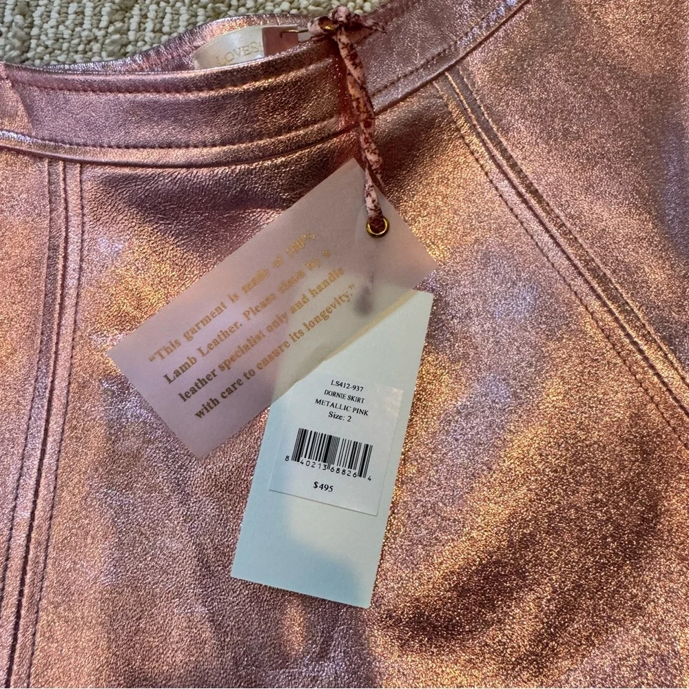 NWT Love Shack Fancy metallic pink mini skirt - Picture 4 of 6